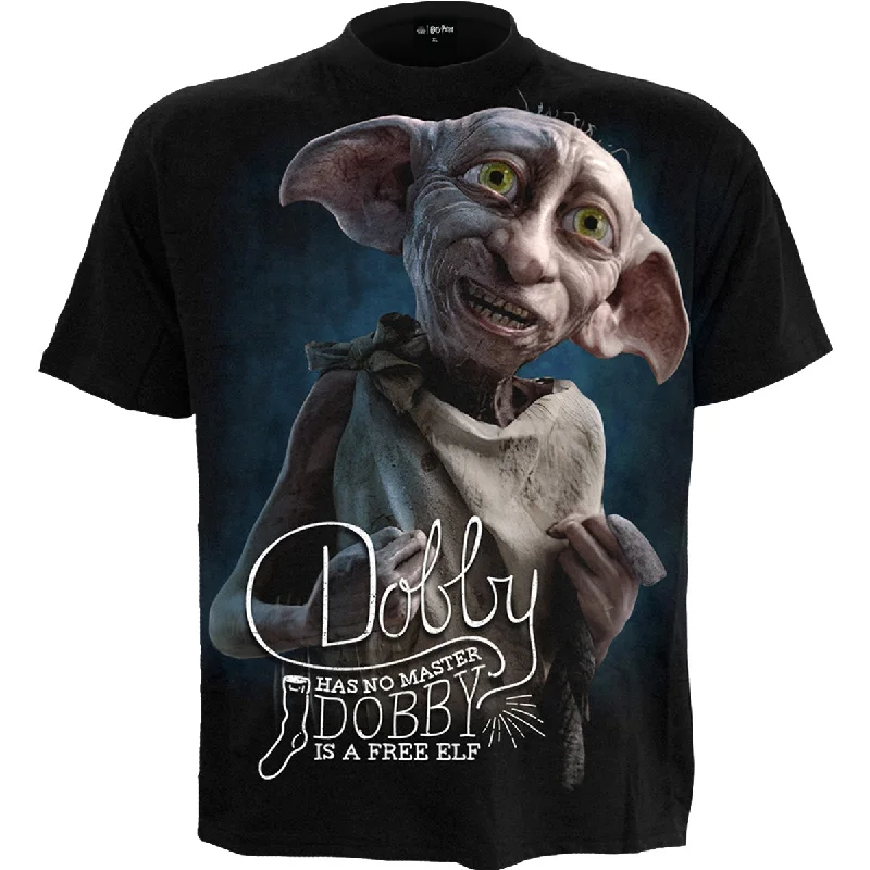 men's designer t-shirts -DOBBY - Front Print T-Shirt Black