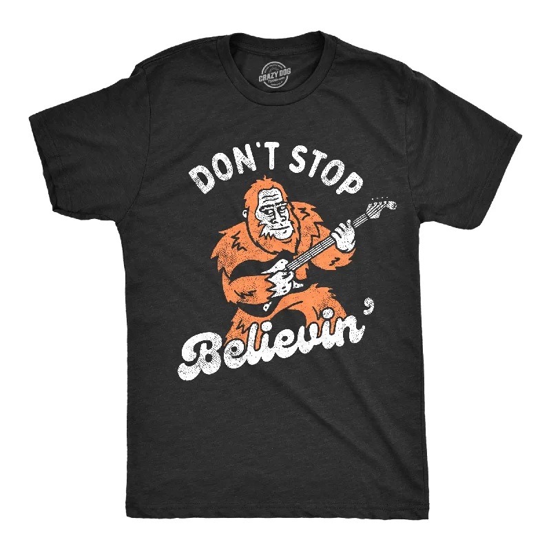 men's patterned t-shirts -Dont Stop Believin Bigfoot Men's T Shirt