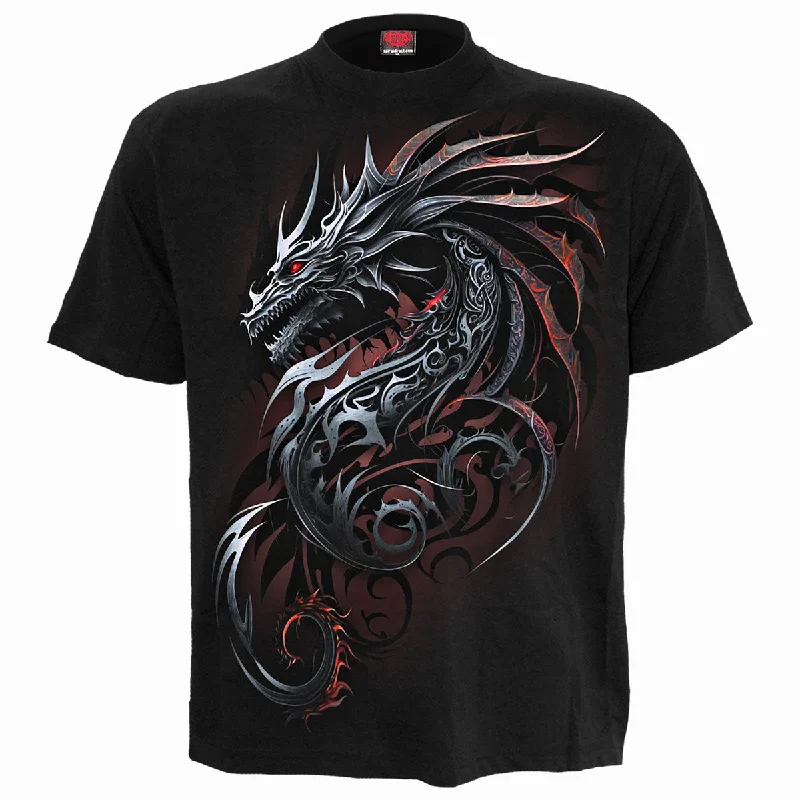 men's relaxed t-shirts -DRAGON SHARDS - Front Print T-Shirt Black