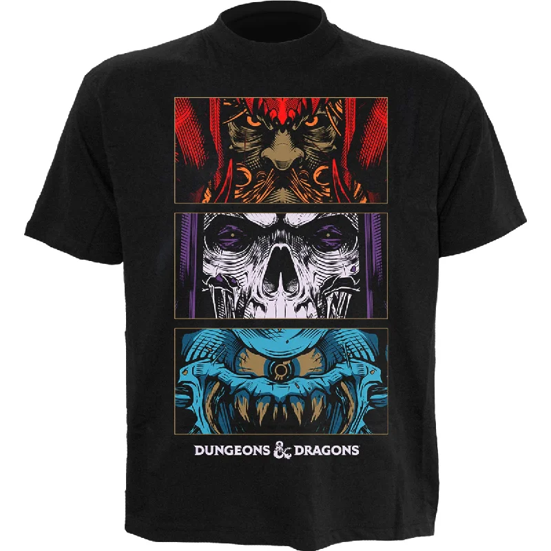 men's relaxed-fit graphic t-shirts -DUNGEONS AND DRAGONS - GUIDEBOOKS - Front Print T-Shirt Black