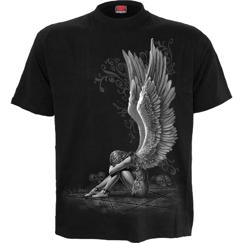 men's classic white t-shirts -ENSLAVED ANGEL - T-Shirt Black