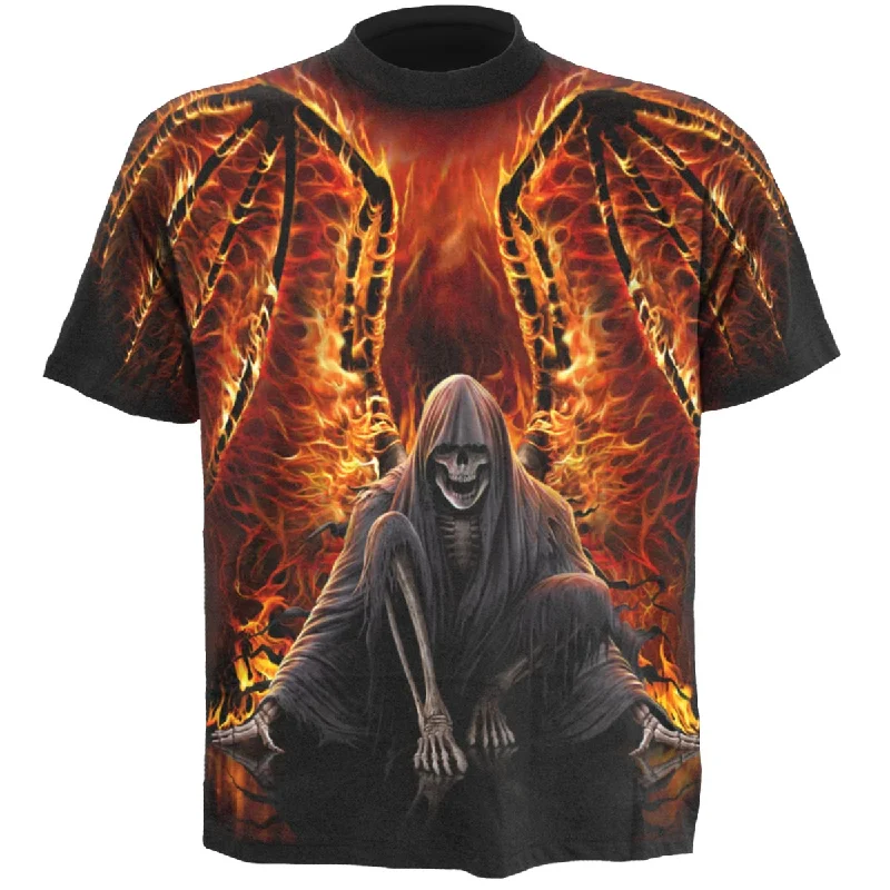 men's colorblock t-shirts -FLAMING DEATH - Allover T-Shirt Black