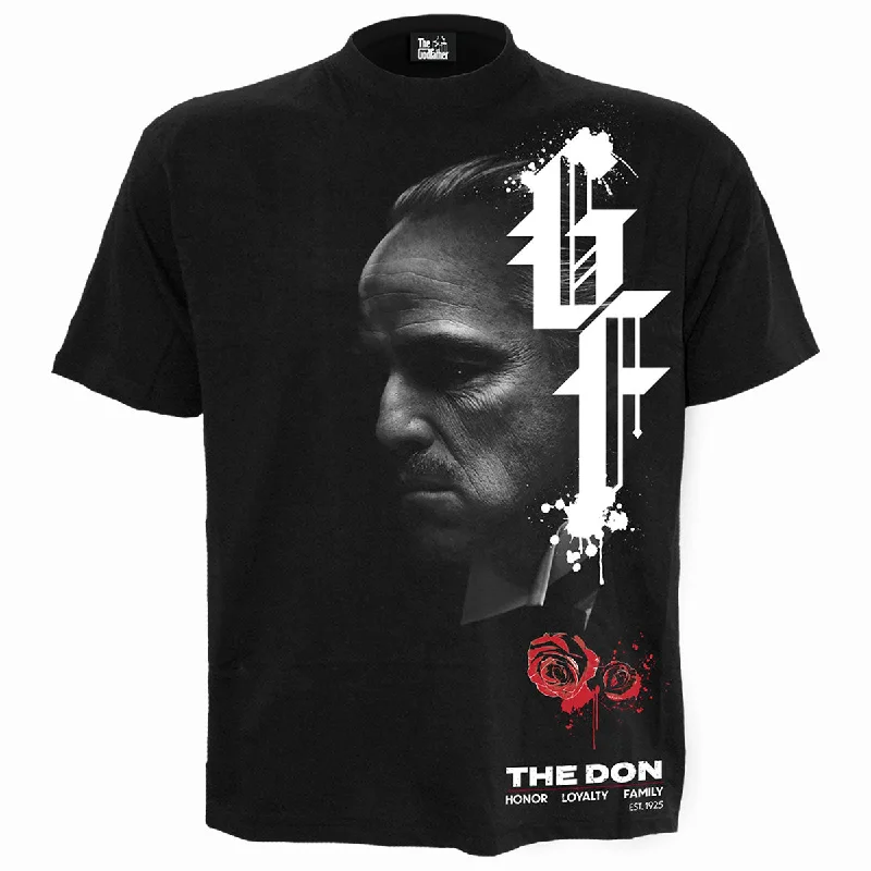 men's logo design t-shirts -GODFATHER - DON - Front Print T-Shirt Black