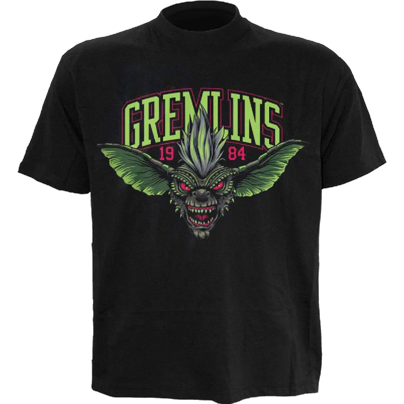 men's casual graphic t-shirts -GREMLINS - HOMEAGE STYLE - Front Print T-Shirt Black