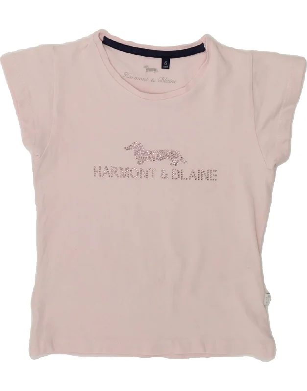 men's hooded t-shirts -HARMONT & BLAINE Girls Graphic T-Shirt Top 5-6 Years Pink