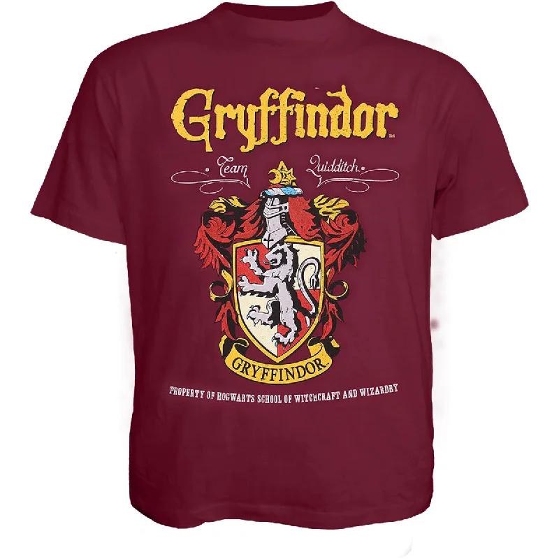 men's slim-fit t-shirts -HARRY POTTER - GRYFFINDOR RED CREST - T-Shirt Maroon