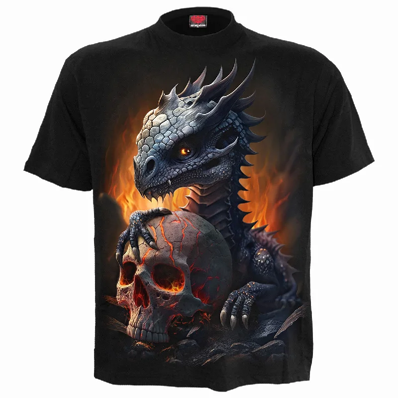 men's summer t-shirts -HATCHLING - Front Print T-Shirt Black