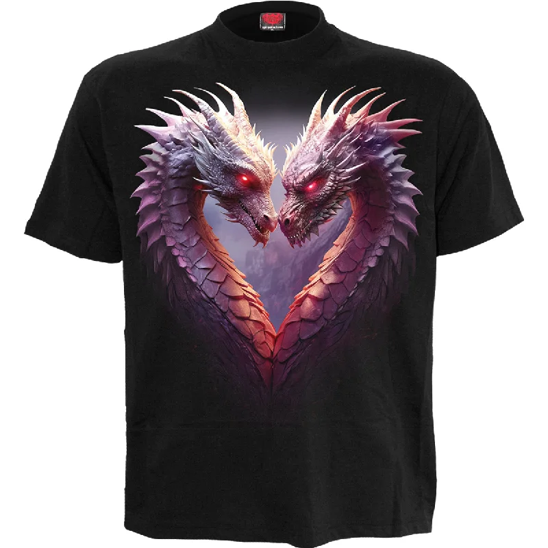 men's high-performance t-shirts -HEART OF DRAGONS - Front Print T-Shirt Black