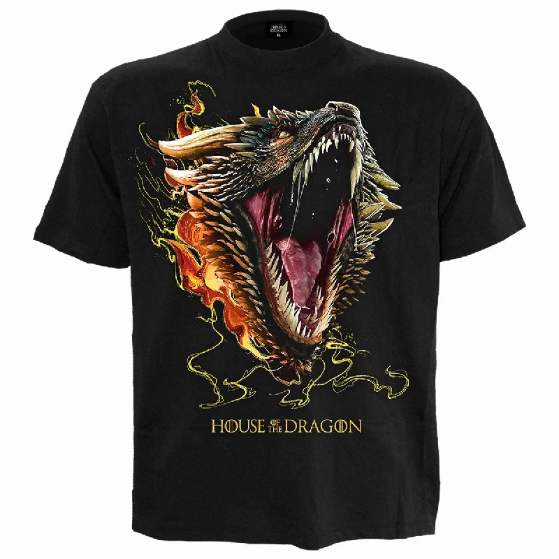 men's fashionable t-shirts -HOD 2 - DROGON - Front Print T-Shirt Black