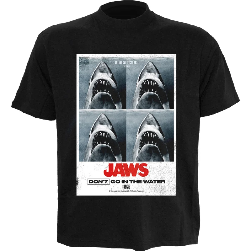 men's colorblock t-shirts -JAWS - DONT GO IN THE WATER - Front Print T-Shirt Black