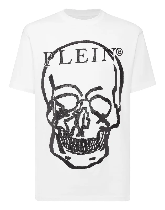 men's breathable t-shirts -Jersey T-shirt Round Neck SS Skull and Plein