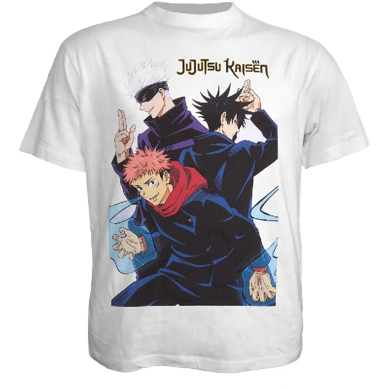 men's multi-color t-shirts -JUJUTSU KAISEN - TRIO - Front Print T-Shirt White