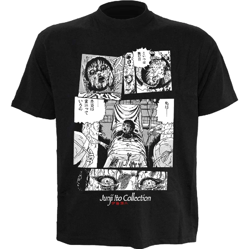 men's cotton-blend t-shirts -JUNJI-ITO - SURGERY - Front Print T-Shirt Black