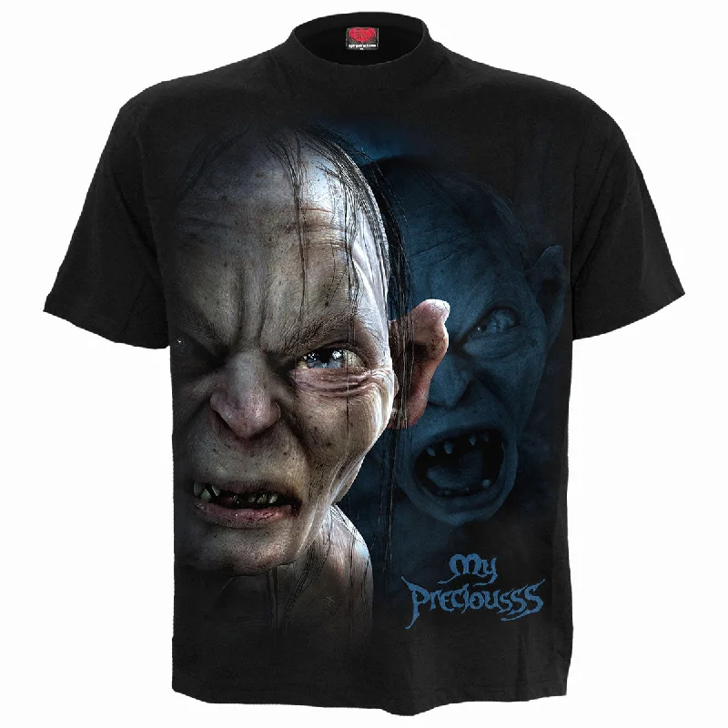 men's relaxed-fit t-shirts -LOTR - GOLLUM - MY PRECIOUSSS - Front Print T-Shirt Black