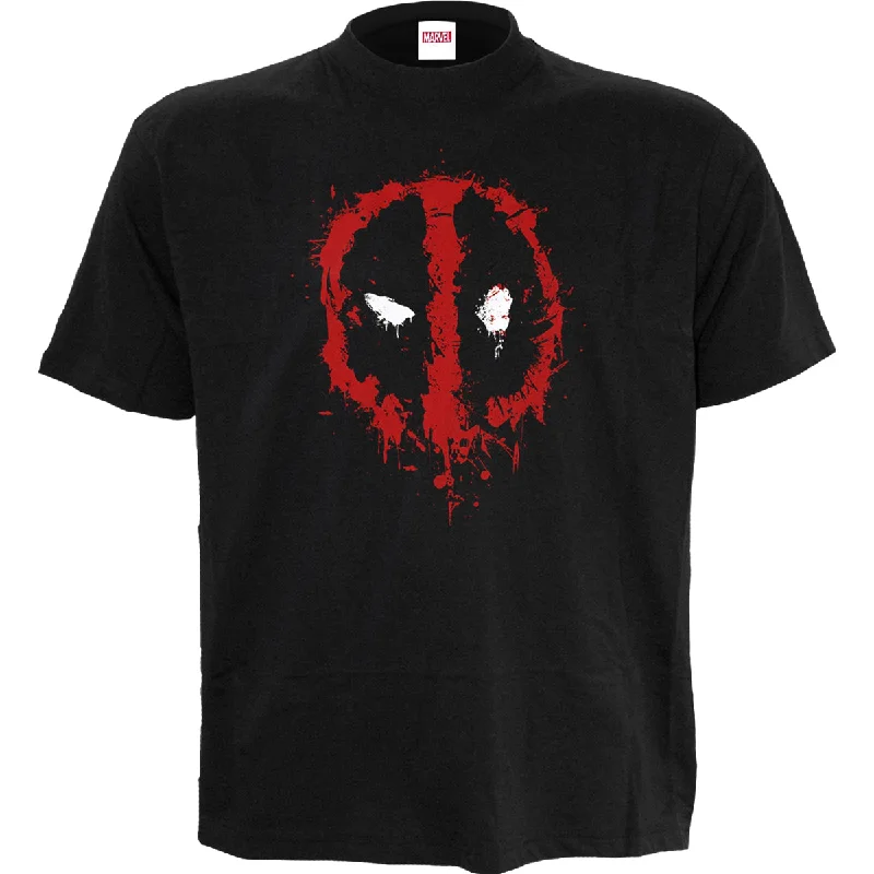 men's black graphic t-shirts -MARVEL DEADPOOL - SPLAT - Front Print T-Shirt Black