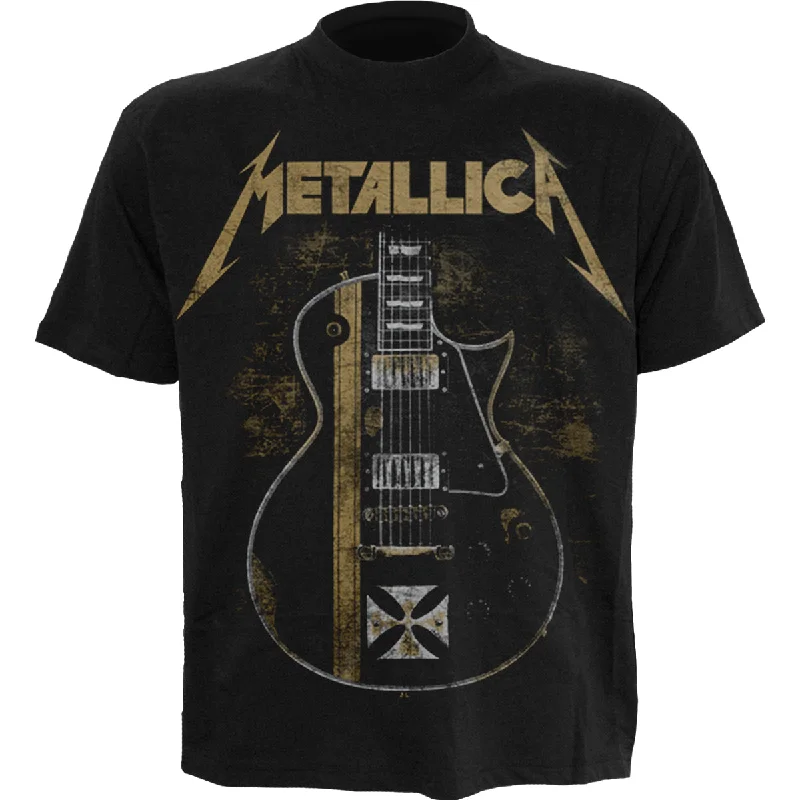 men's summer graphic t-shirts -METALLICA - HETFIELD IRON CROSS - Front Print T-Shirt Black