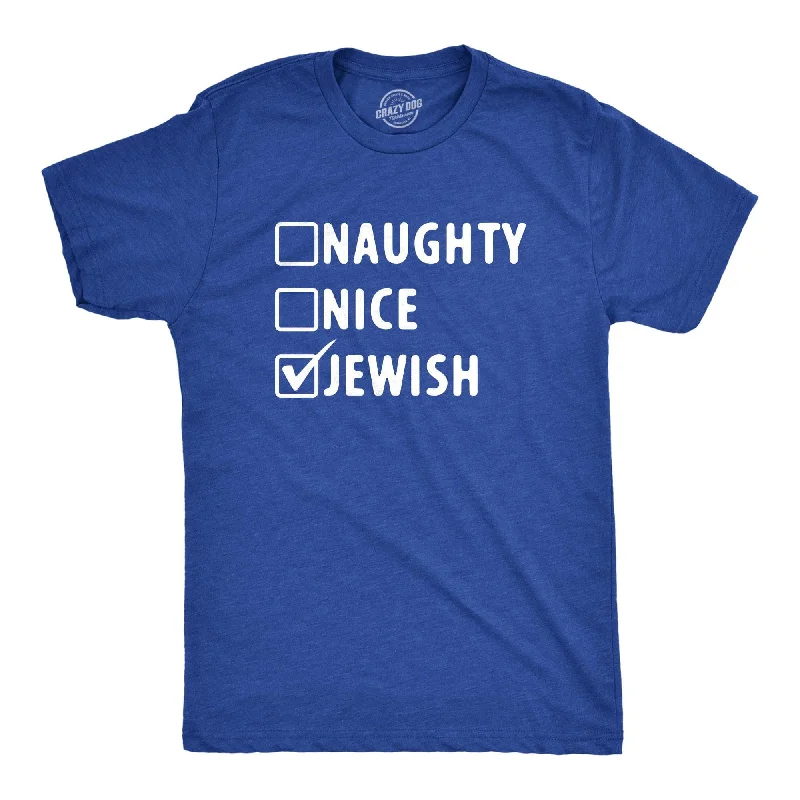 men's casual polo t-shirts -Naughty Nice Jewish Men's T Shirt