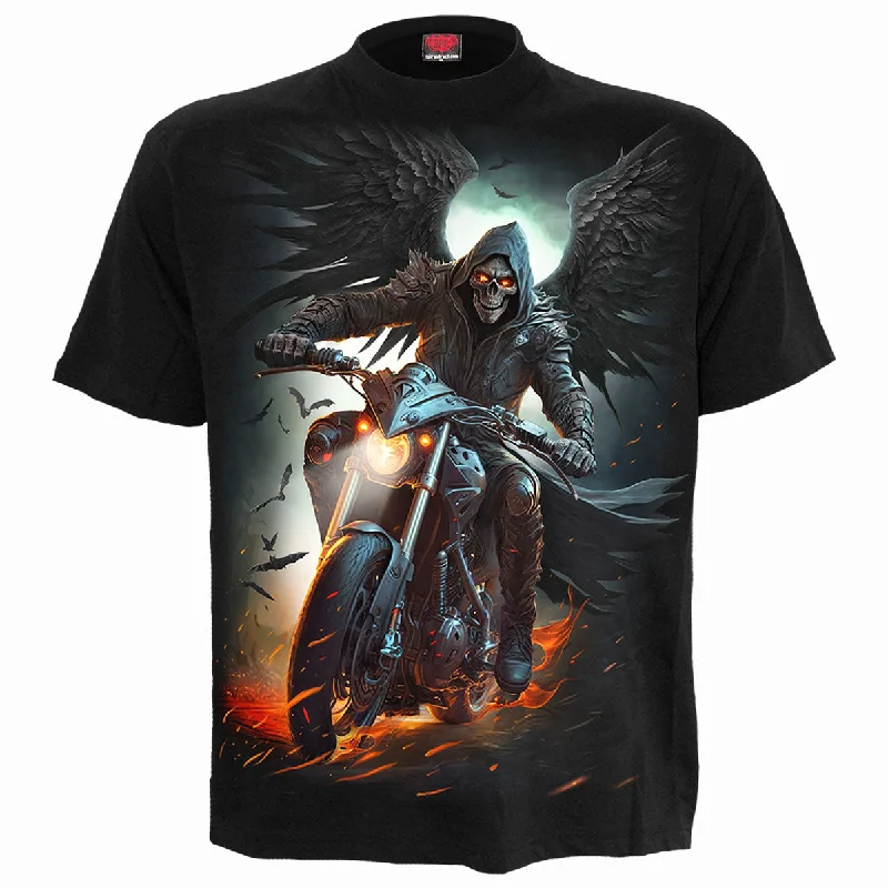 men's printed design t-shirts -NIGHT RIDER - T-Shirt Black