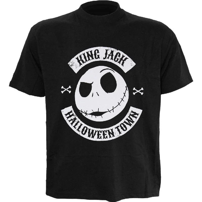 men's high-fashion t-shirts -NIGHTMARE BEFORE CHRISTMAS - JACK CREST - Front Print T-Shirt Black