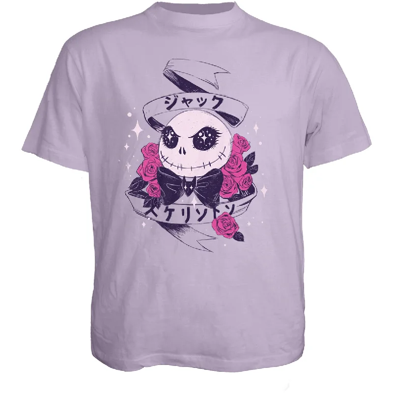 men's casual t-shirts -NIGHTMARE BEFORE CHRISTMAS - KAWAII JACK - Front Print T-Shirt Black