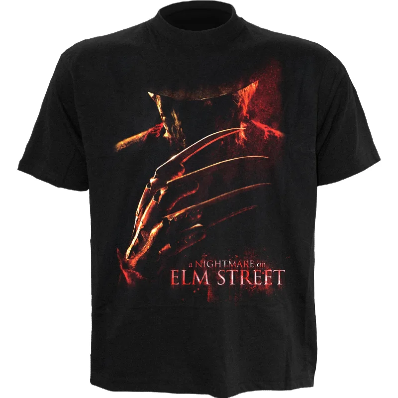 men's fashionable t-shirts -NIGHTMARE ON ELM STREET - POSTER - Front Print T-Shirt Black