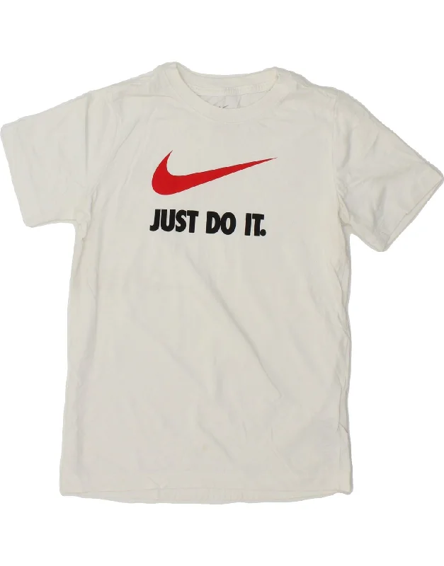 men's funny t-shirts -NIKE Boys Graphic T-Shirt Top 10-11 Years Medium  White Cotton