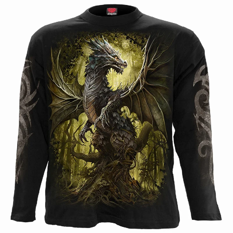 men's color-blocked t-shirts -OAK DRAGON - Longsleeve T-Shirt Black