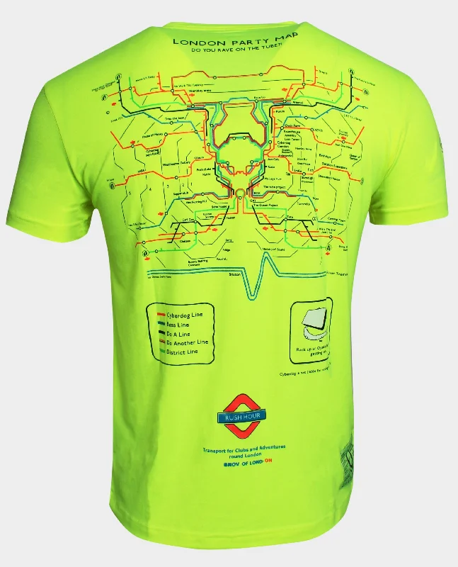 men's simple t-shirts -PARTY MAP T-SHIRT MENS YELLOW