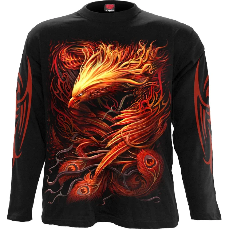 men's luxury t-shirts -PHOENIX ARISEN - Longsleeve T-Shirt Black