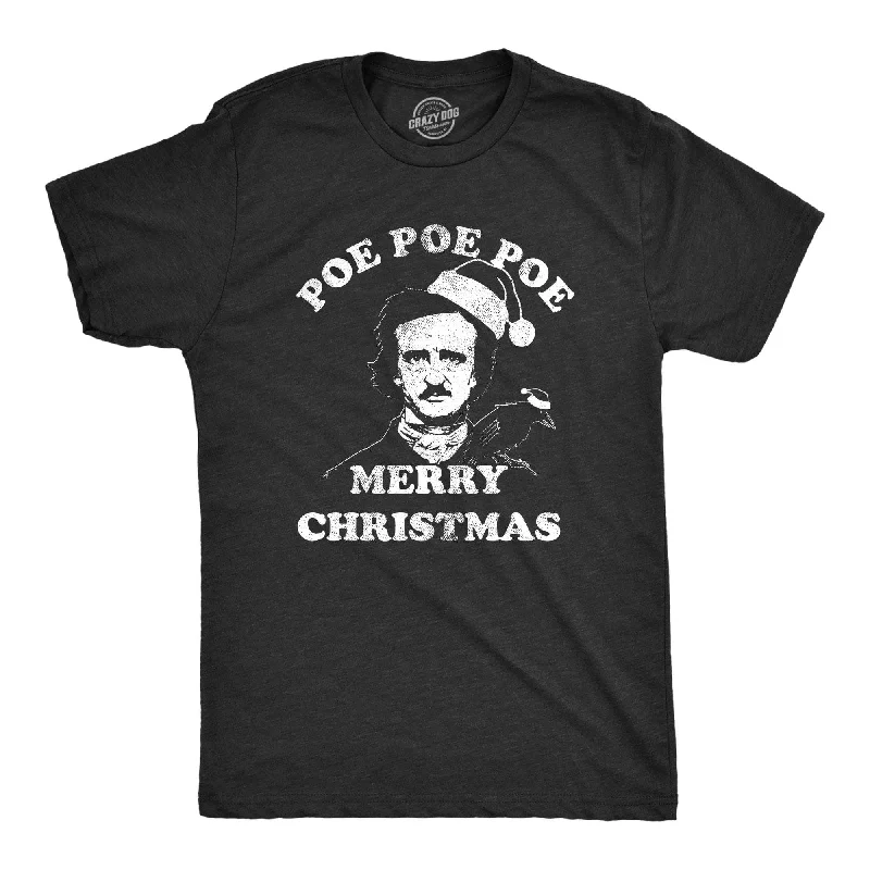 men's stylish cotton t-shirts -Poe Poe Poe Merry Christmas Men's T Shirt