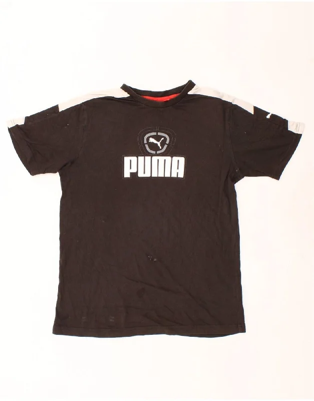 men's striped t-shirts -PUMA Boys Graphic T-Shirt Top 15-16 Years Black Colourblock Cotton