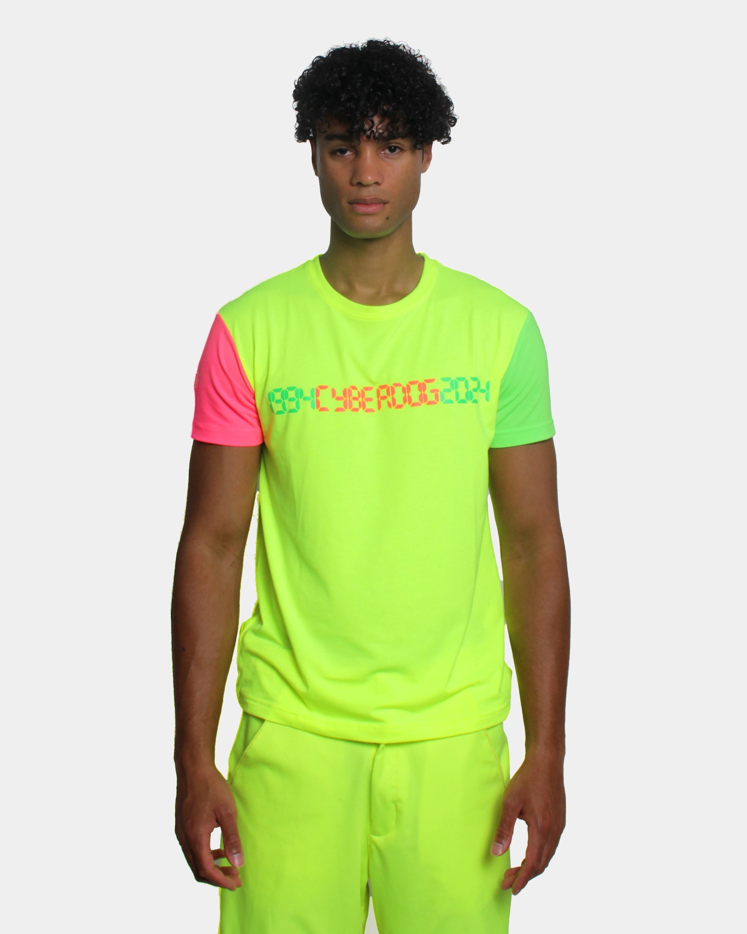 men's retro t-shirts -RAVE ON T-SHIRT MUTLI NEON MENS