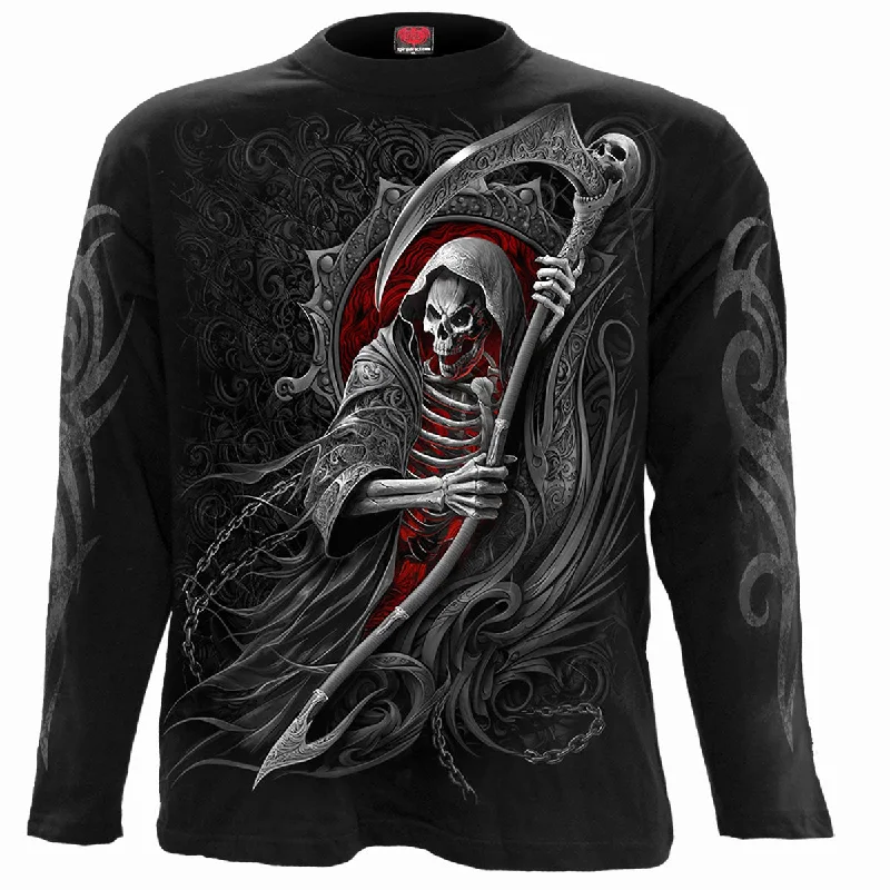 men's workout t-shirts -REAPER'S PORTAL - Longsleeve T-Shirt Black