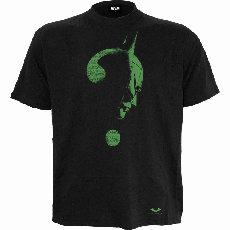 men's premium t-shirts -RIDDLER - GLOW IN THE DARK LOGO - Front Print T-Shirt Black