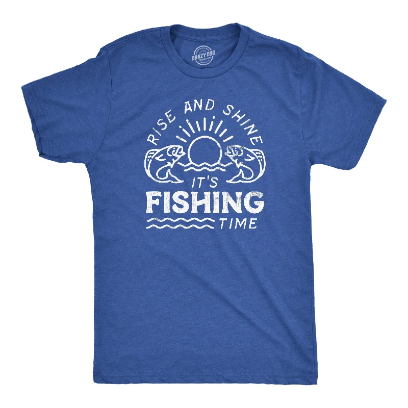 men's basic t-shirts -Rise And Shine Its Fishing Time Men's T Shirt