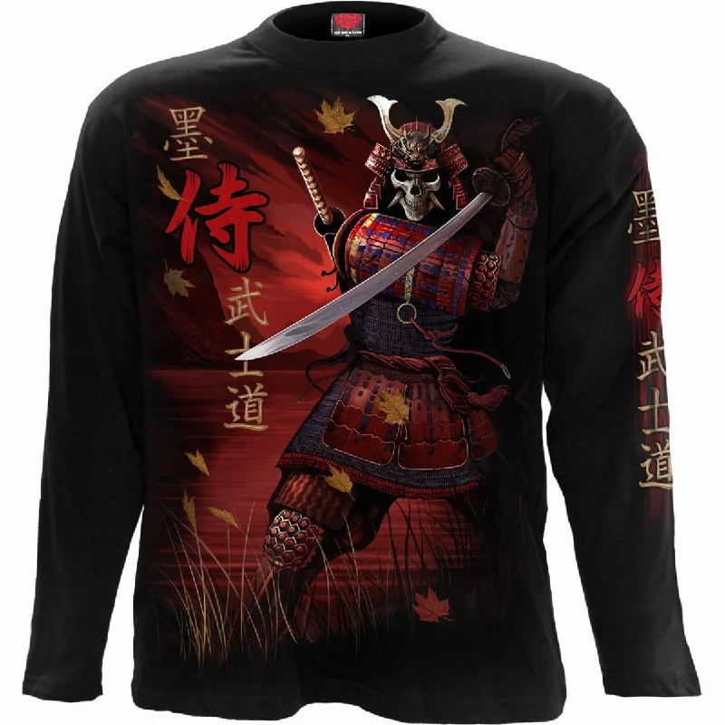 men's stylish cotton t-shirts -SAMURAI - Longsleeve T-Shirt Black