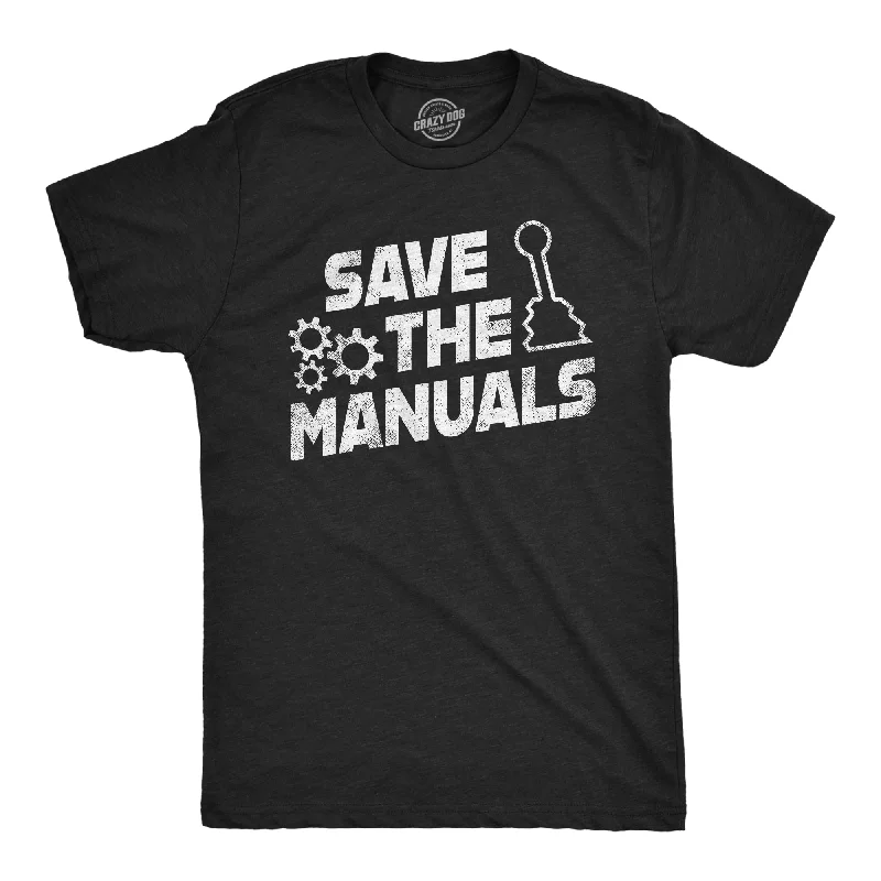 men's black graphic t-shirts -Save The Manuals Men's T Shirt