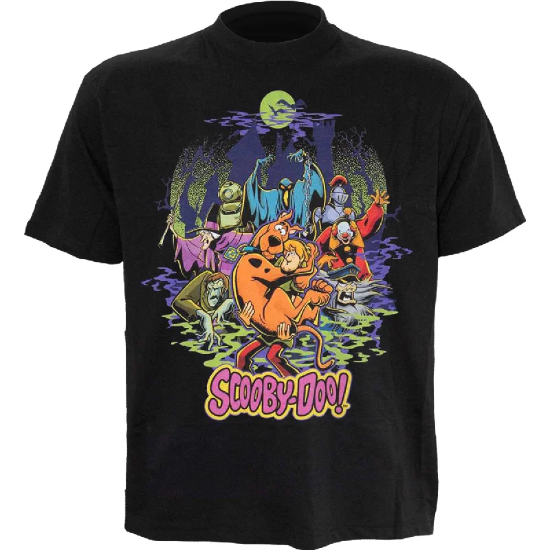 men's fashionable long-sleeve t-shirts -SCOOBY DOO - VILLAINS - Front Print T-Shirt Black