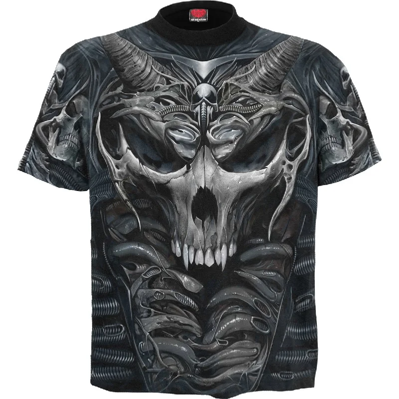 men's patterned t-shirts -SKULL ARMOUR - Allover T-Shirt Black