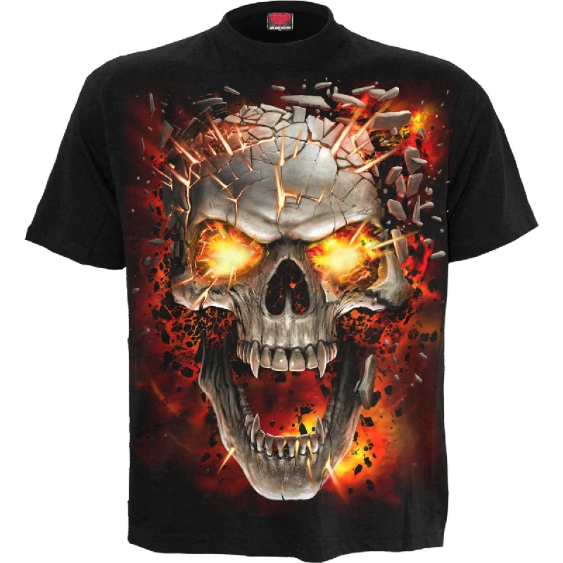 men's graphic print t-shirts -SKULL BLAST - T-Shirt Black