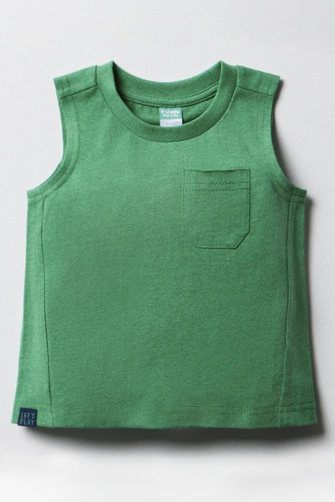 men's bold print t-shirts -Sleeveless T-Shirt Green