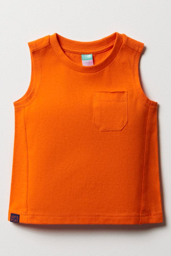 men's v-neck t-shirts -Sleeveless T-Shirt Orange