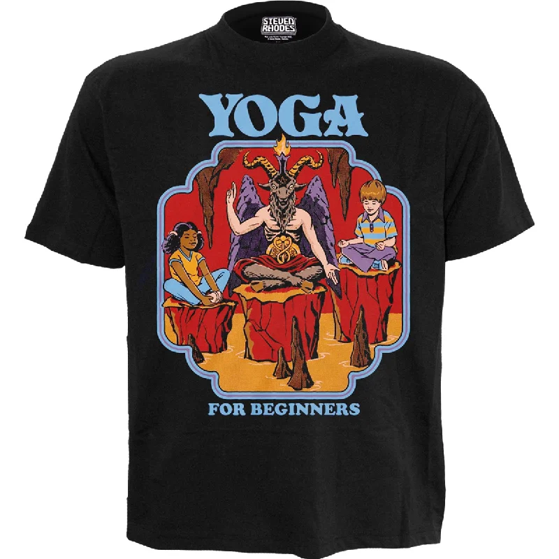 men's athletic-style t-shirts -STEVEN RHODES - YOGA FOR BEGINNERS - Front Print T-Shirt Black