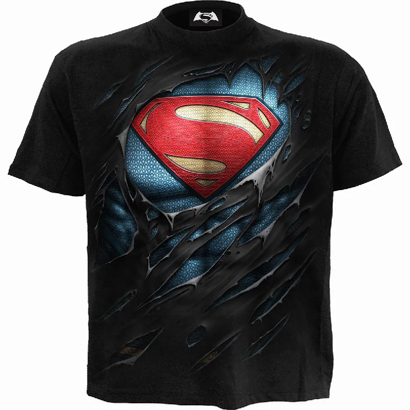 men's casual wear t-shirts -SUPERMAN - RIPPED - T-Shirt Black