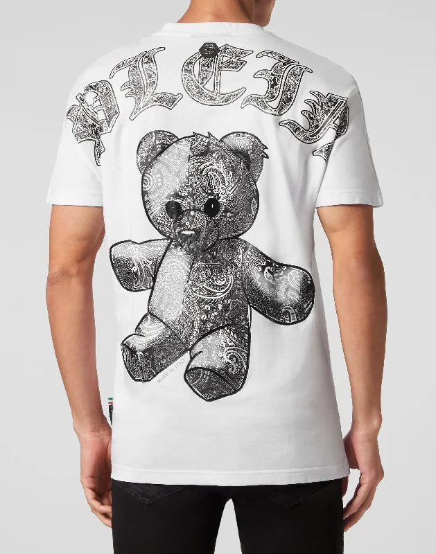 men's workout t-shirts -T-shirt Round Neck SS Paisley Teddy Bear