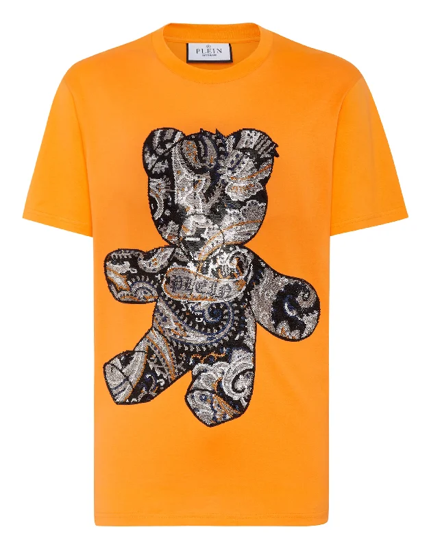 men's v-neck t-shirts -T-shirt Round Neck SS Paisley Teddy Bear