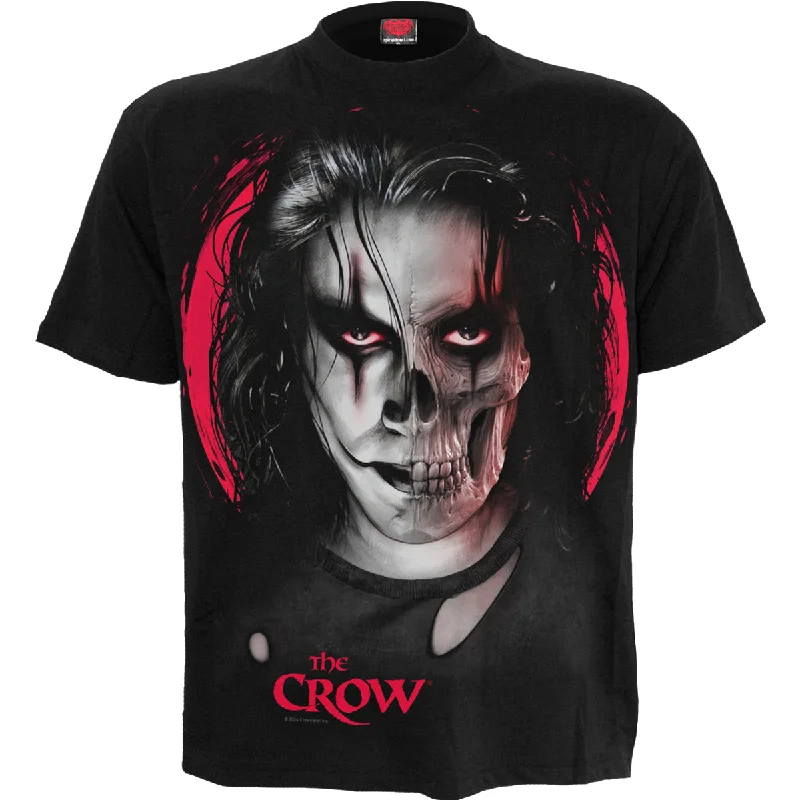 men's breathable t-shirts -THE CROW - SKULL FACE - Front Print T-Shirt Black