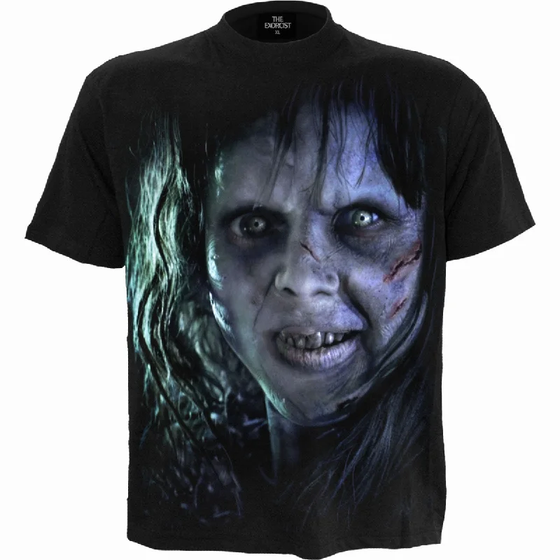 men's slim-fit graphic t-shirts -THE EXORCIST - REGAN - T-Shirt Black