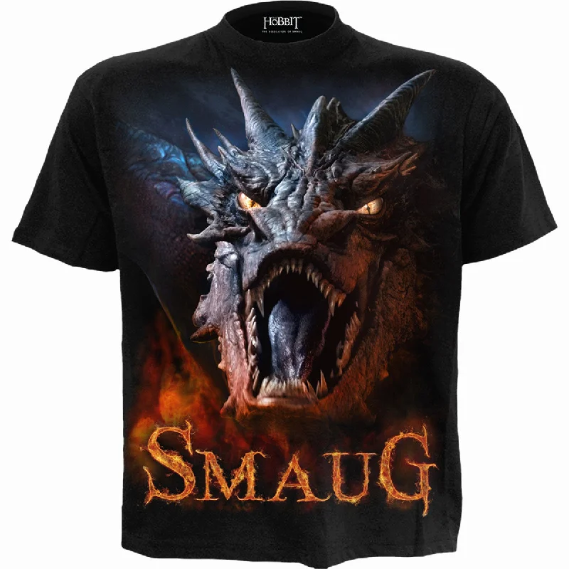 men's fashionable t-shirts -THE HOBBIT - SMAUG - T-Shirt Black