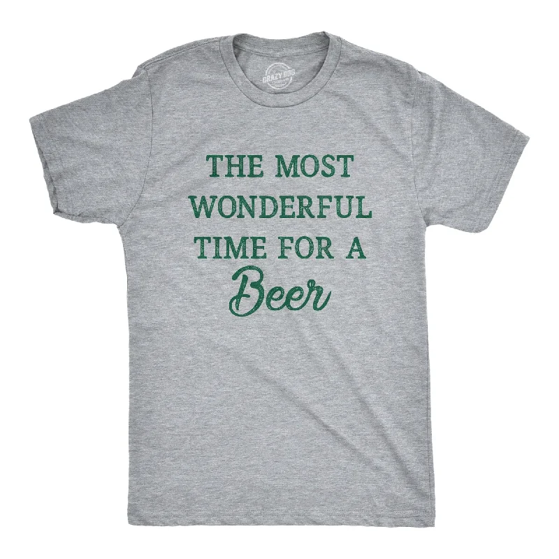 men's casual crew neck t-shirts -The Most Wonderful Time For A Beer Men's T Shirt